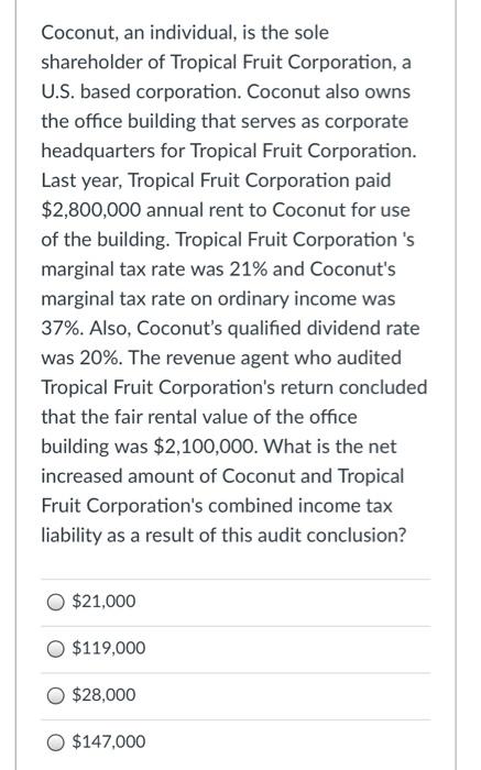 Coconut An Individual Is The Sole Shareholder Of Tropical Fruit Corporation A U S Based Corporation Coconut Also Ow 1