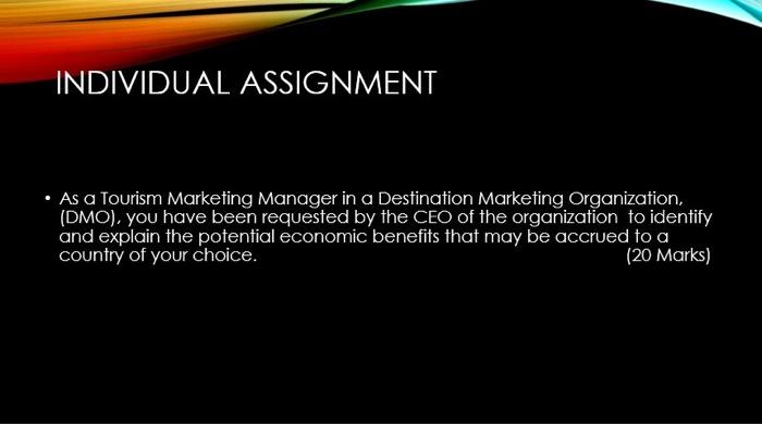 Individual Assignment As A Tourism Marketing Manager In A Destination Marketing Organization Dmo You Have Been Req 1