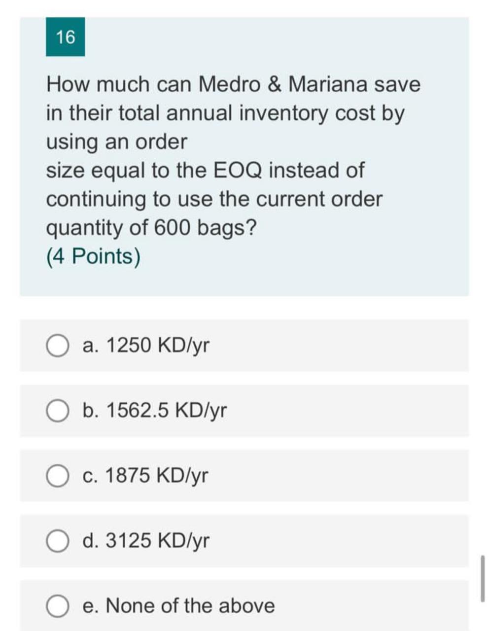 Answer Questions 12 To 16 Based On The Following Problem Q 12 Medro Mariana Were Trying To Set Up An Inventory System 5