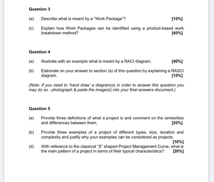 Question 3 A Describe What Is Meant By A Work Package 10 C Explain How Work Packages Can Be Identified Using A 1