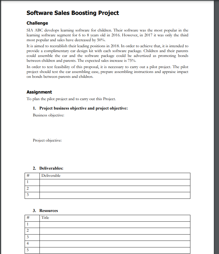 Software Sales Boosting Project Challenge Sia Abc Develops Learning Software For Children Their Software Was The Most P 1