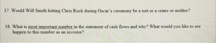 17 Would Will Smith Hitting Chris Rock During Oscar S Ceremony Be A Tort Or A Crime Or Neither 18 What Is Most Import 1
