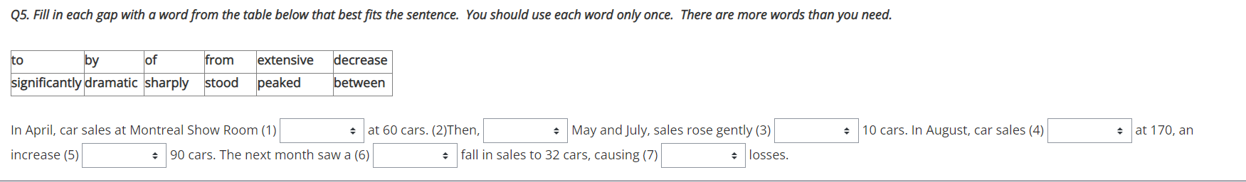 Q5 Fill In Each Gap With A Word From The Table Below That Best Fits The Sentence You Should Use Each Word Only Once T 1