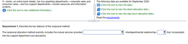 O Books An Online Book Retailer Has Two Operating Departments Corporate Sales And Consumer Sales And Two Support Depar 1