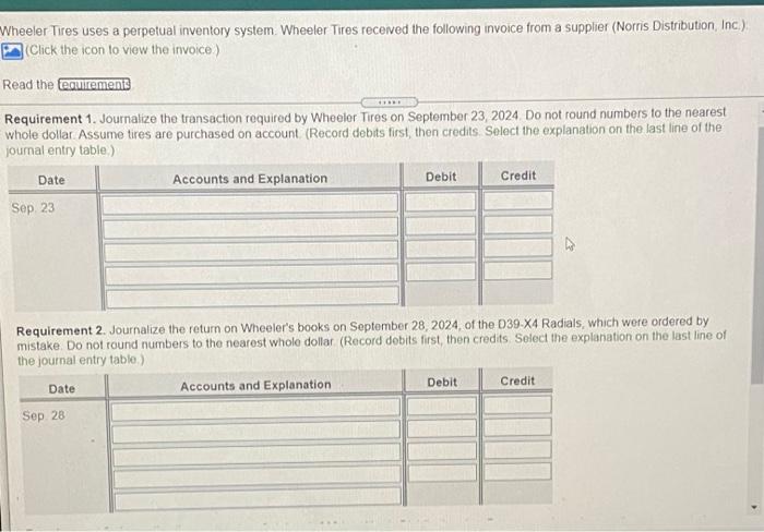 Norris Distribution Inc 7290 S Prospect Street Ravenna Oh 44266 Invoice Date September 23 2024 Sold To Wheeler Ti 3