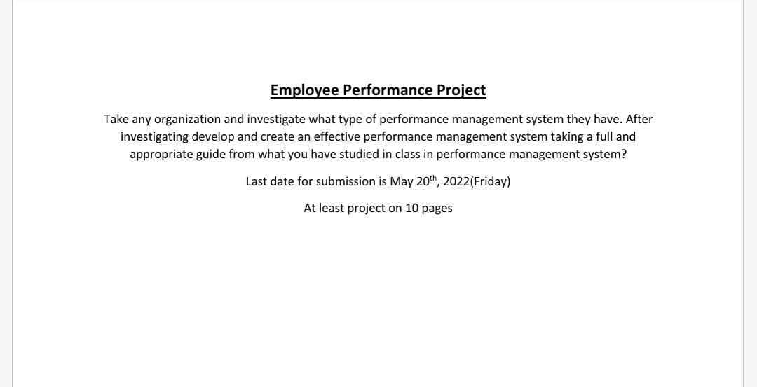 Employee Performance Project Take Any Organization And Investigate What Type Of Performance Management System They Have 1
