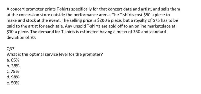 A Concert Promoter Prints T Shirts Specifically For That Concert Date And Artist And Sells Them At The Concession Store 1