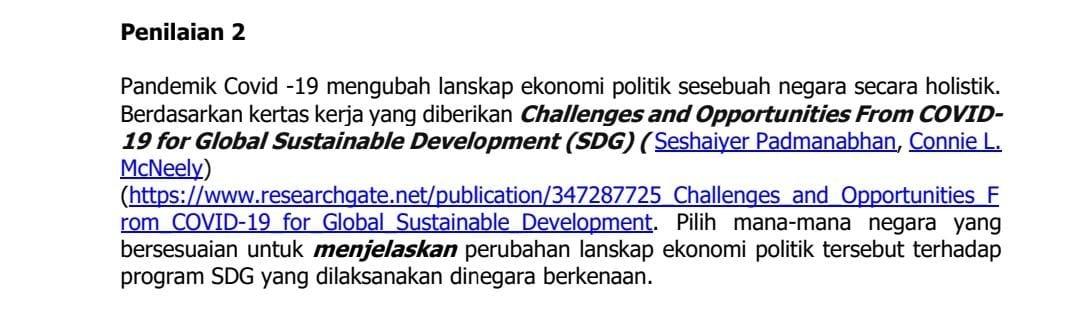 Penilaian 2 Pandemik Covid 19 Mengubah Lanskap Ekonomi Politik Sesebuah Negara Secara Holistik Berdasarkan Kertas Kerj 1