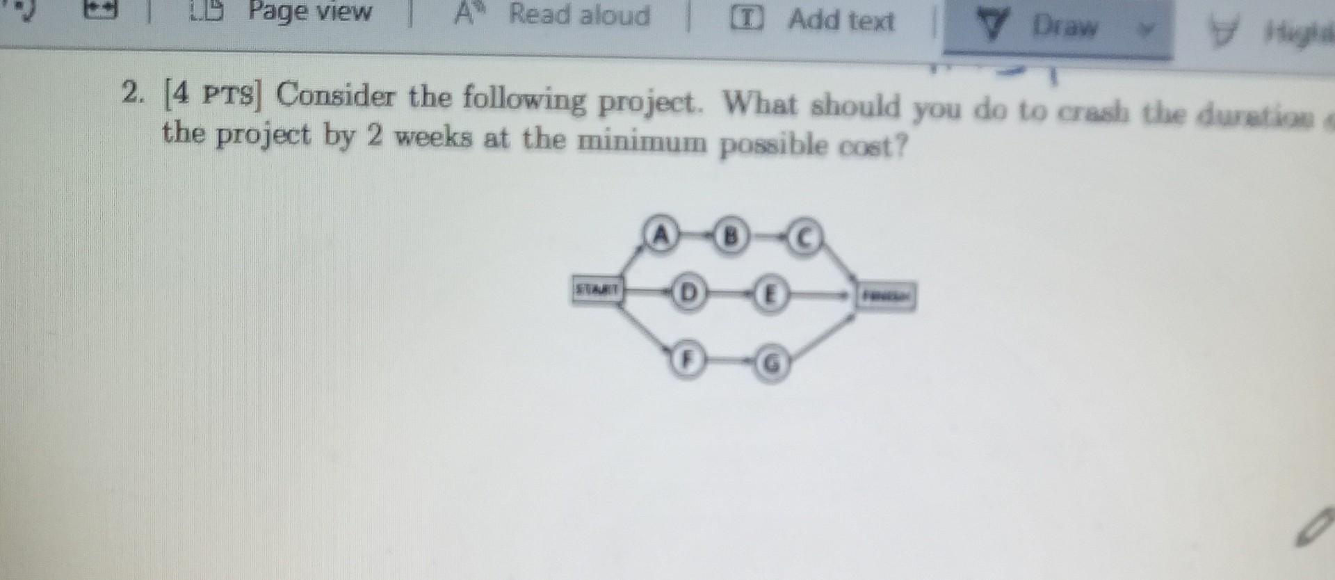 Page View A Read Aloud Ii Add Text 1 Draw 2 4 Pts Consider The Following Project What Should You Do To Crash The Du 1