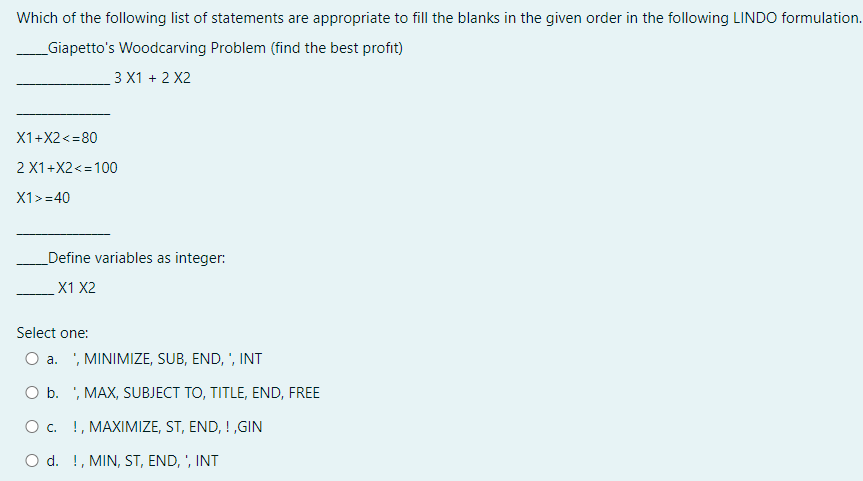 Which Of The Following List Of Statements Are Appropriate To Fill The Blanks In The Given Order In The Following Lindo F 1