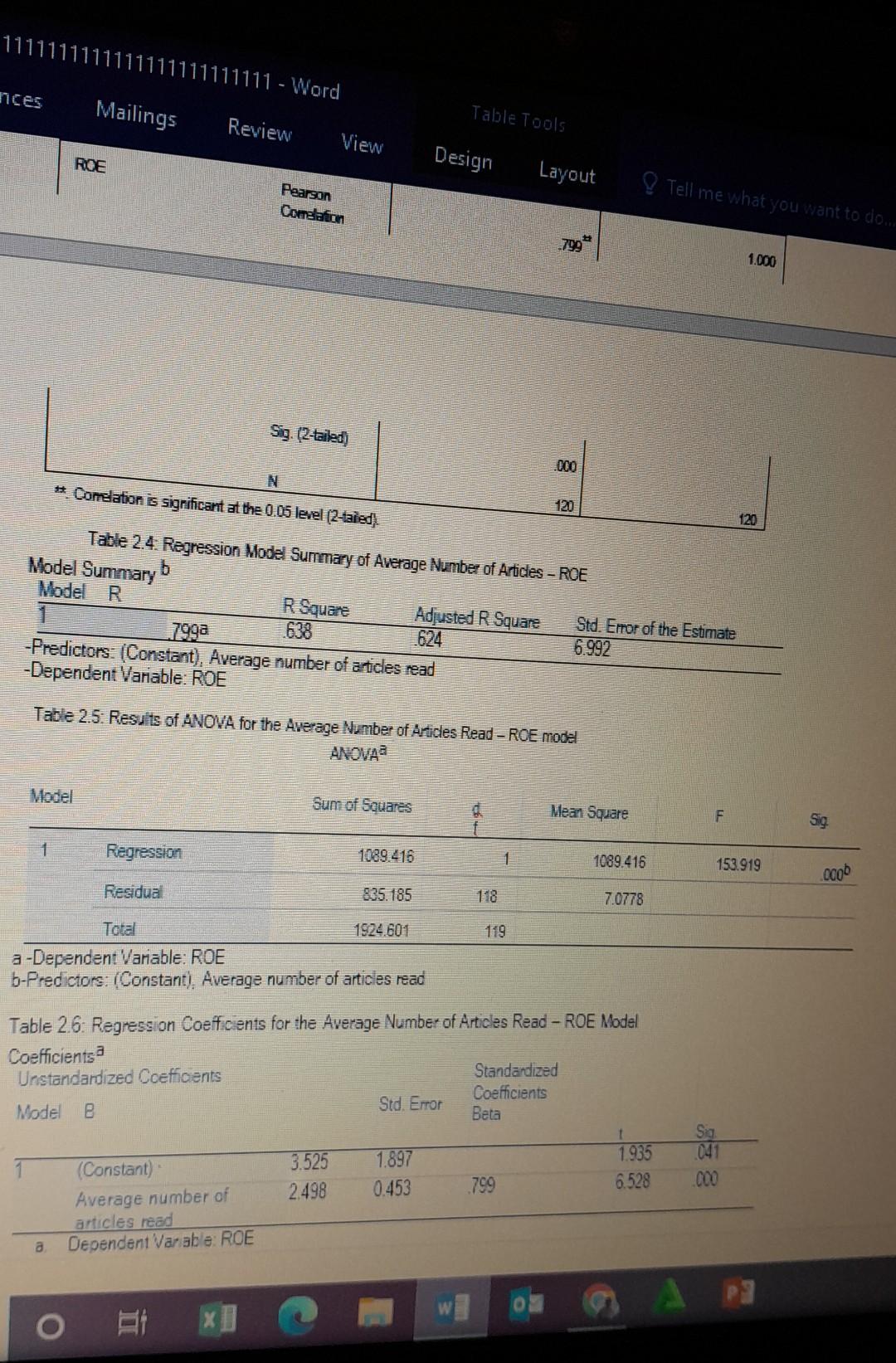 111111 Word Table Tools 5 Mailings Review View Design Respondent Layout Tell Me What You Want Average Number Of Peer 2