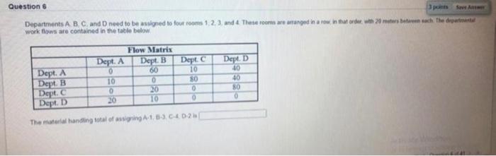 Questions Points We Departments A B And Need To Be Assigned To Four Rooms 1 2 3 And 4 These Room We Wanged In A Row In 1