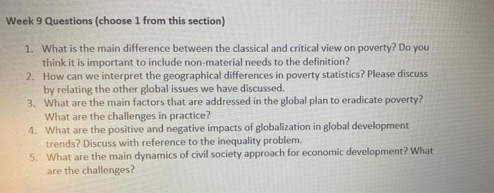 Week 9 Questions Choose 1 From This Section 1 What Is The Main Difference Between The Classical And Critical View On 1