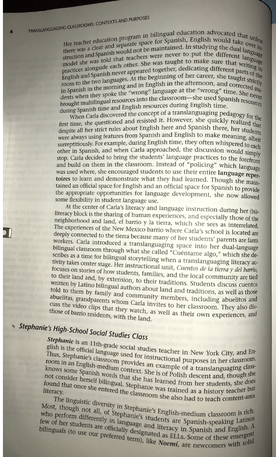 Question Explain How Teachers Can Use Translanguaging In Different Types Of Classroom Contexts Please Provide Examples 9