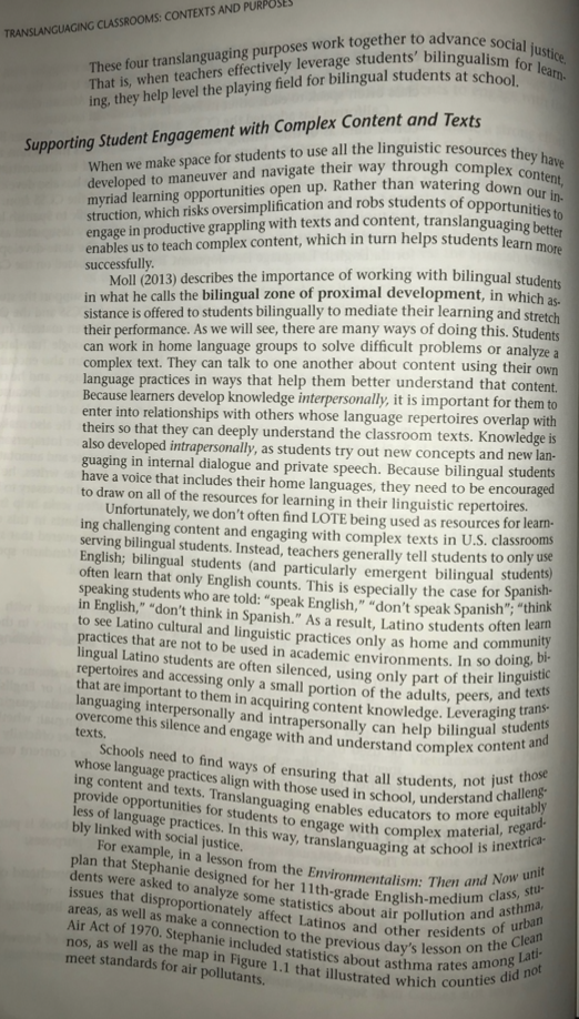 Question Explain How Teachers Can Use Translanguaging In Different Types Of Classroom Contexts Please Provide Examples 13