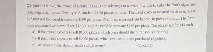 Q3 Janelle Heinke The Owner Of Heinke Pizza Is Considering A New Oven In Which To Bake The Firm S Signature Dish Veg 1