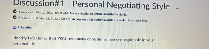 V Discussion 1 Personal Negotiating Style Available On May 2 2022 12 01 Am Access Restricted Before Availability S 1