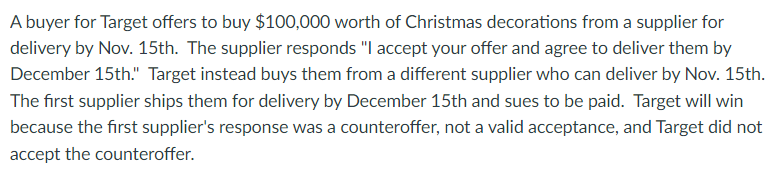 A Buyer For Target Offers To Buy 100 000 Worth Of Christmas Decorations From A Supplier For Delivery By Nov 15th The 1
