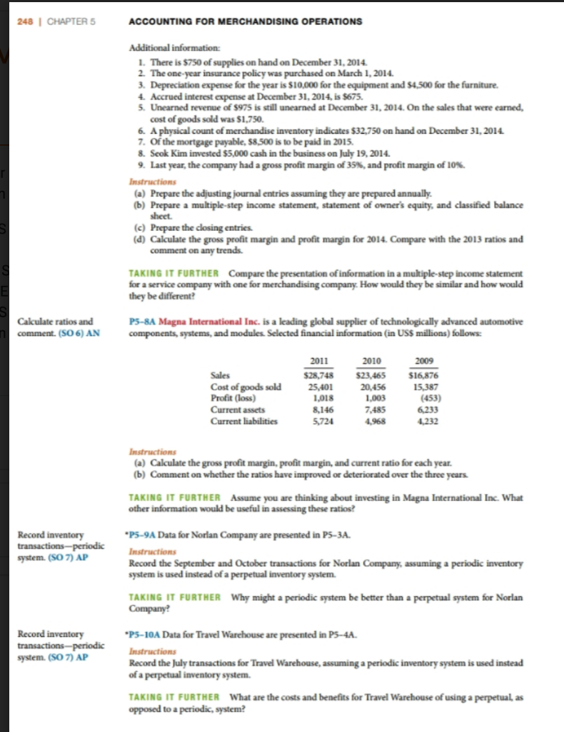 Review The Unadjusted Trial Balance For World Enterprises For The Year Ending December 31 2014 P 247 248 Record The 1