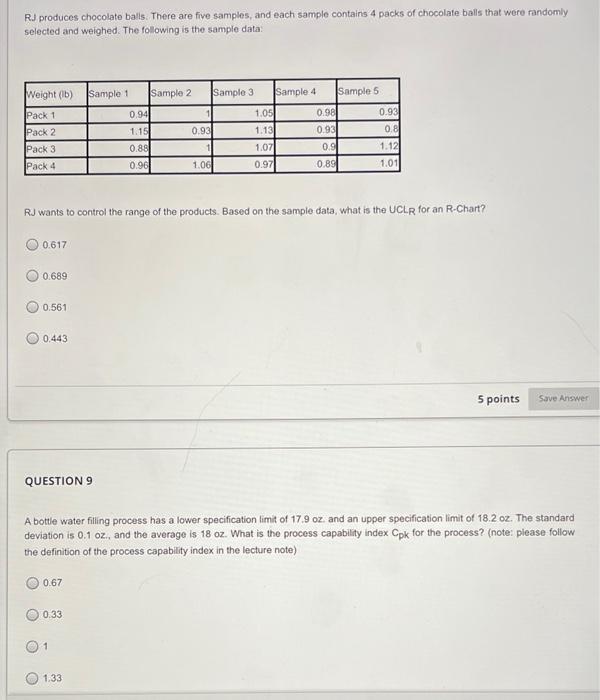 For The Questions Related To Control Charts You May Need To Use The Following Table And You Can Find The Same Table In 2