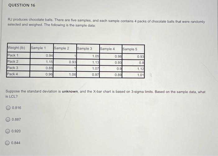 For The Questions Related To Control Charts You May Need To Use The Following Table And You Can Find The Same Table In 2