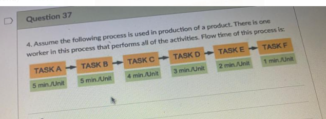 D Question 37 4 Assume The Following Process Is Used In Production Of A Product There Is One Worker In This Process Th 1
