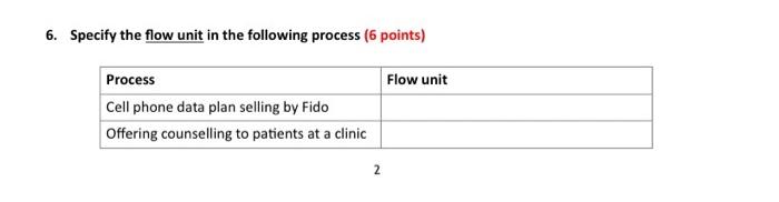 6 Specify The Flow Unit In The Following Process 6 Points Flow Unit Process Cell Phone Data Plan Selling By Fido Offe 1