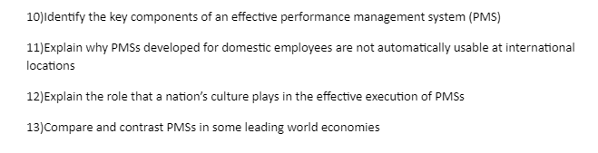 10 Identify The Key Components Of An Effective Performance Management System Pms 11 Explain Why Pmss Developed For Dom 1