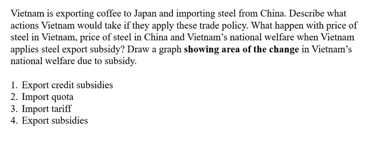 Vietnam Is Exporting Coffee To Japan And Importing Steel From China Describe What Actions Vietnam Would Take If They Ap 1