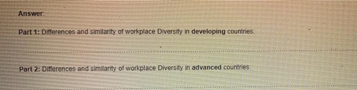 Answer Part 1 Differences And Similarity Of Workplace Diversity In Developing Countries Part 2 Differences And Simila 1