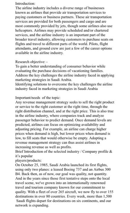 Airline Industry Introduction The Airline Industry Includes A Diverse Range Of Businesses Known As Airlines That Prov 2