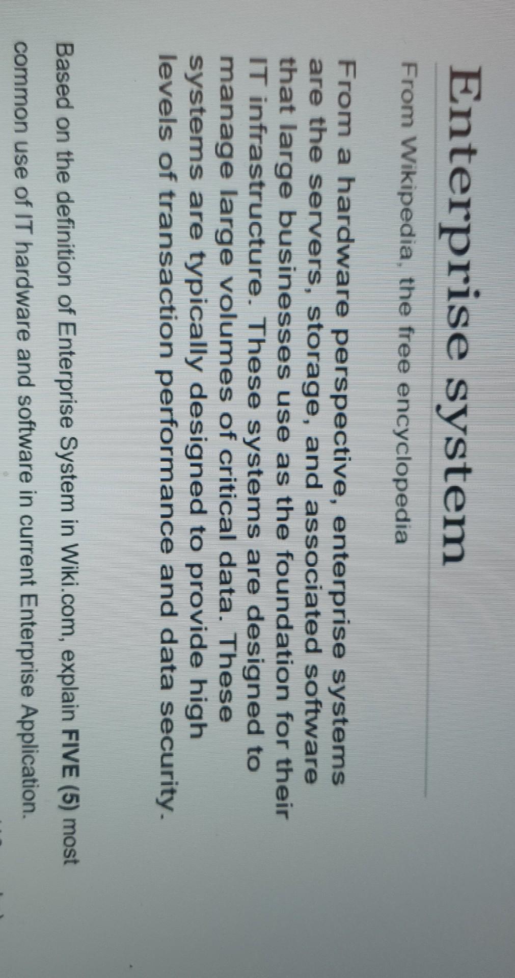 Enterprise System From Wikipedia The Free Encyclopedia From A Hardware Perspective Enterprise Systems Are The Servers 1