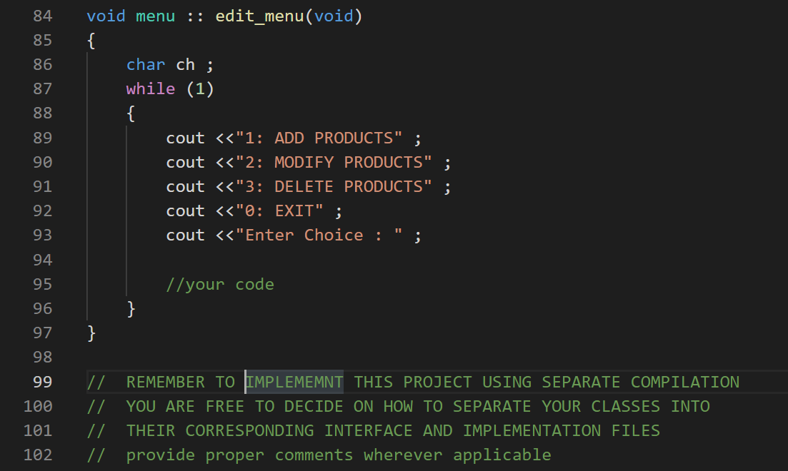 Create A Simple Inventory System Using Classes And The Concept Of Separate Compilation Attached Below Is A Template To 2