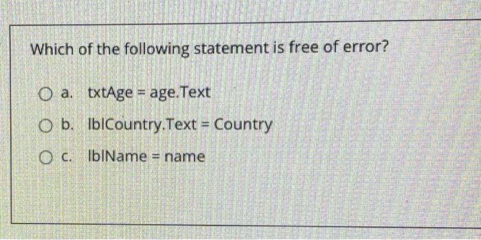 Complete The Following Dim Salary As Age As O A Integer Double O B Integer String Oc Double Intege 2