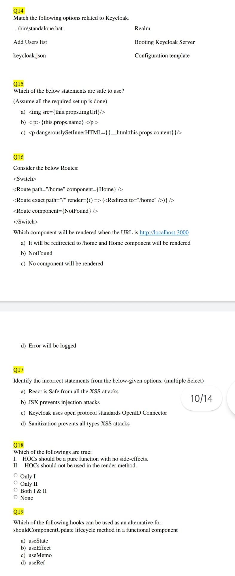 Q14 Match The Following Options Related To Keycloak Bin Standalone Bat Realm Add Users List Booting Keycloak Server 1