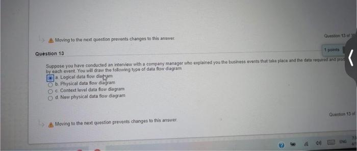 Question 13 Moving To The Next Question Prevents Changes To This Answer Question 13 1 Points Suppose You Have Conducted 1