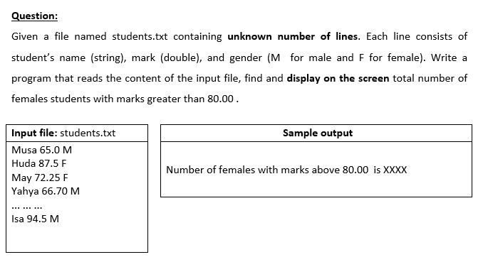 Question Given A File Named Students Txt Containing Unknown Number Of Lines Each Line Consists Of Student S Name Stri 1