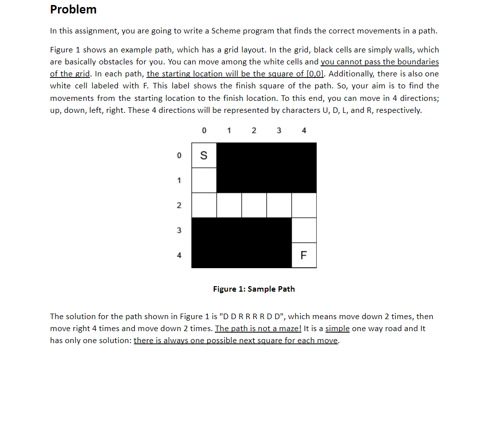Problem In This Assignment You Are Going To Write A Scheme Program That Finds The Correct Movements In A Path Figure 1 1
