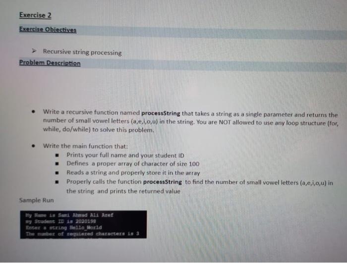 Exercise 2 Exercise Objectives Recursive String Processing Problem Description Write A Recursive Function Named Proces 1
