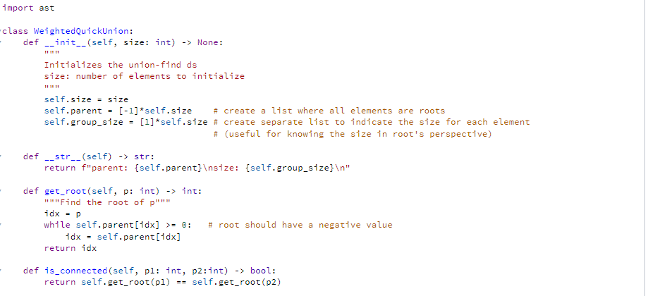 Python Programming Implementation Of Weightedquickunion Please Show That The Output Is The Same As The Provided Below T 4