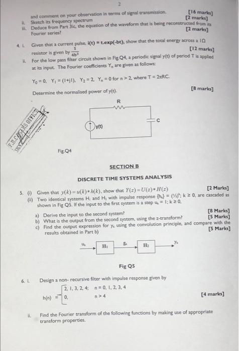 16 Mare 2 Marles 2 Marks 12 Marks And Comment On Your Observation In Term Of Signal Transmission I Sketch Is Fre 1