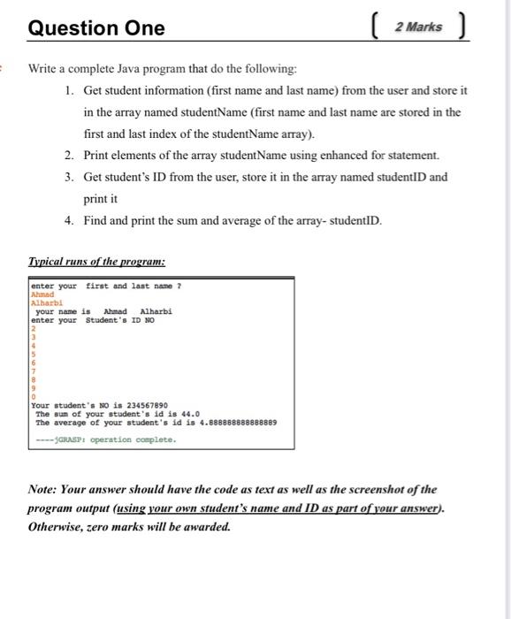 Write A Complete Java Program That Do The Following 1 Get Student Information First Name And Last Name From The User 1