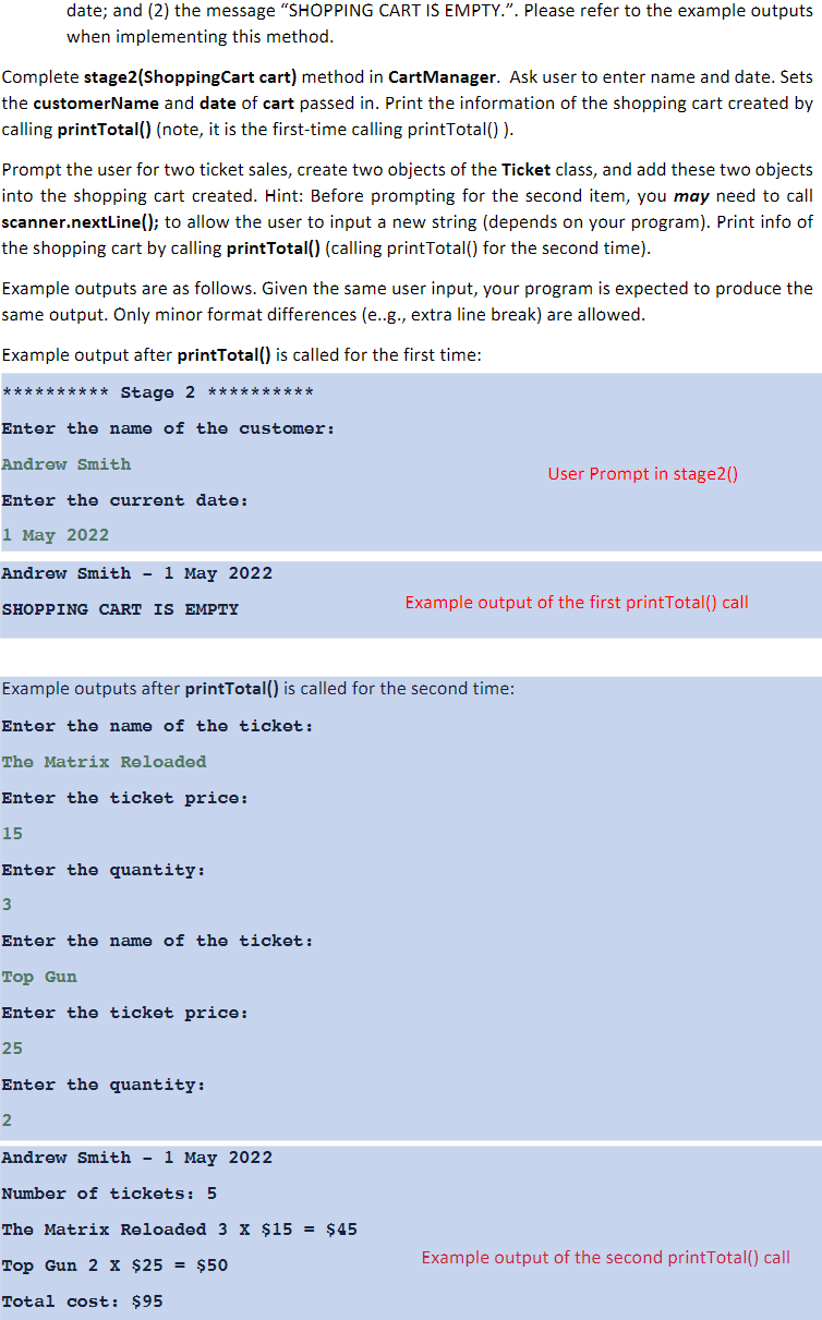 Stage 1 A Ticket To Book In This Stage You Will Implement A Basic Online Shopping Cart You Are Required To Create One 3
