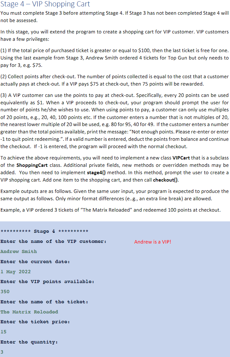 Stage 1 A Ticket To Book In This Stage You Will Implement A Basic Online Shopping Cart You Are Required To Create One 5