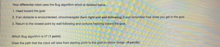 Your Differential Robot Uses The Bug Algorithm Which Is Detailed Below 1 Head Toward The Goal 2 If An Obstacle Is En 1