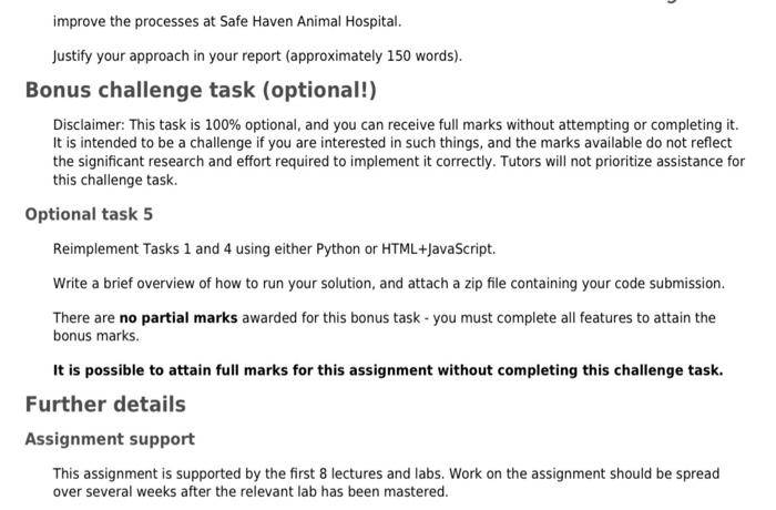 Itech1100 Understanding The Digital Revolution Assignment Safe Haven Animal Hospital Overview For This Individual Assi 4