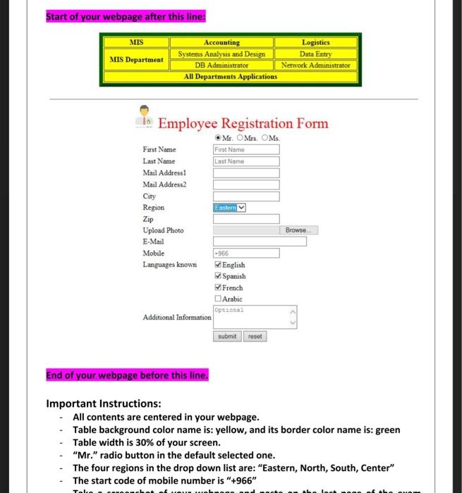 Start Of Your Webpage After This Line Mis Mis Department Accounting Systems Analysis And Design Db Administrator All Dep 1