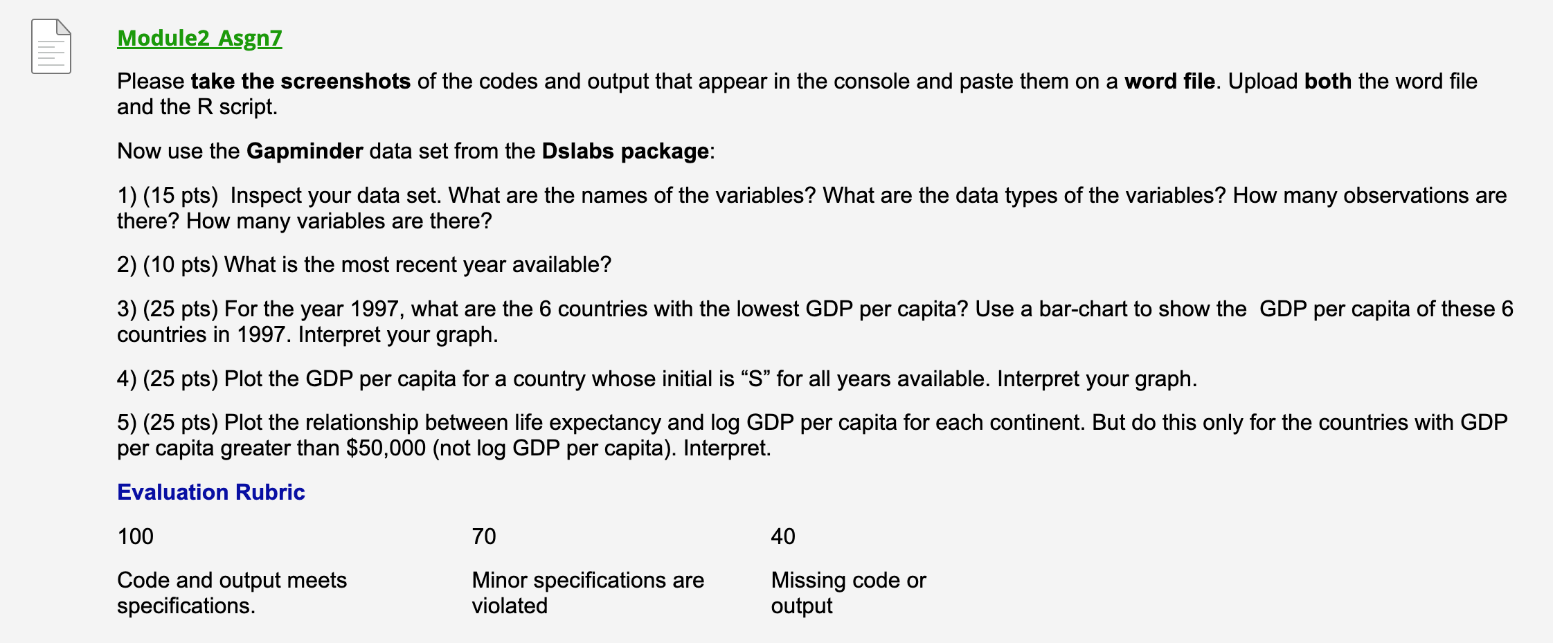 Module2 Asgn7 Please Take The Screenshots Of The Codes And Output That Appear In The Console And Paste Them On A Word Fi 1