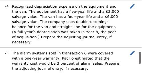 The Trial Balance Of Pacilio Security Services Inc As Of January 1 Year 9 Had The Following Normal Balances Cash Pe 8