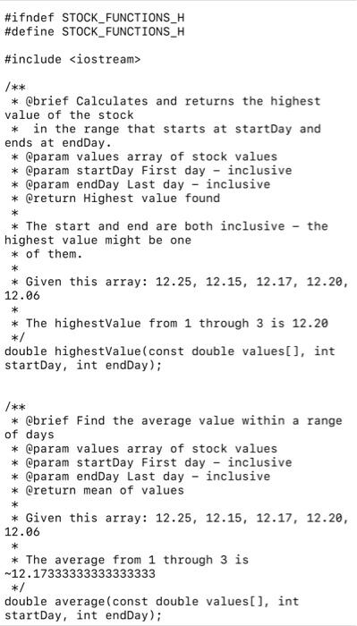 Background The Value Of At Stock Is Recorded At The End Of Trading On A Series Of Days In An Array As Shown Below Where 4